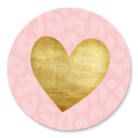 Roze panterprint en gouden hartje
